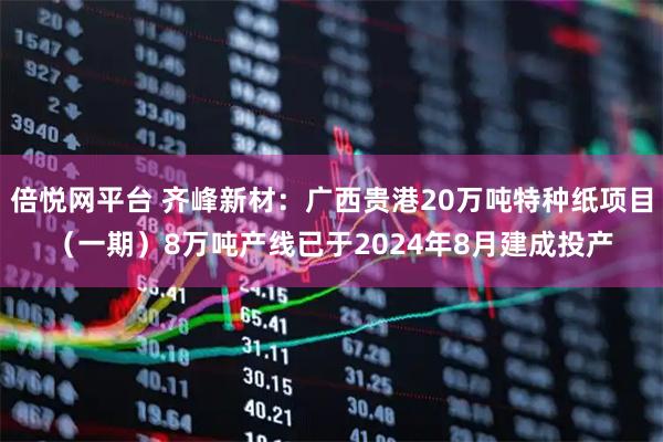 倍悦网平台 齐峰新材：广西贵港20万吨特种纸项目（一期）8万吨产线已于2024年8月建成投产